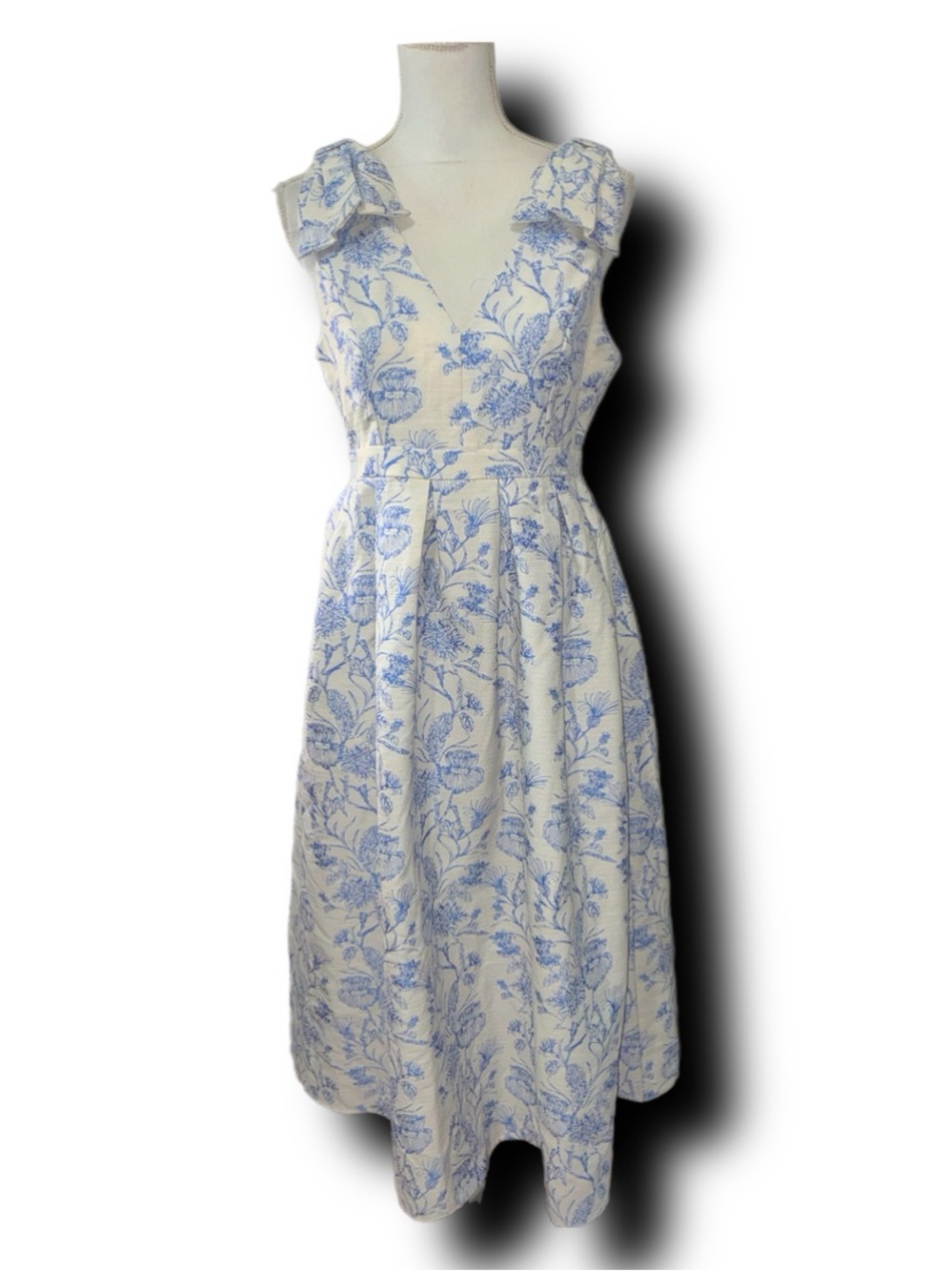 NWT Entro Tie It Up Pretty Blue Floral Bow Strap Midi Dress Coquette Girl Vibes - Picture 7 of 13